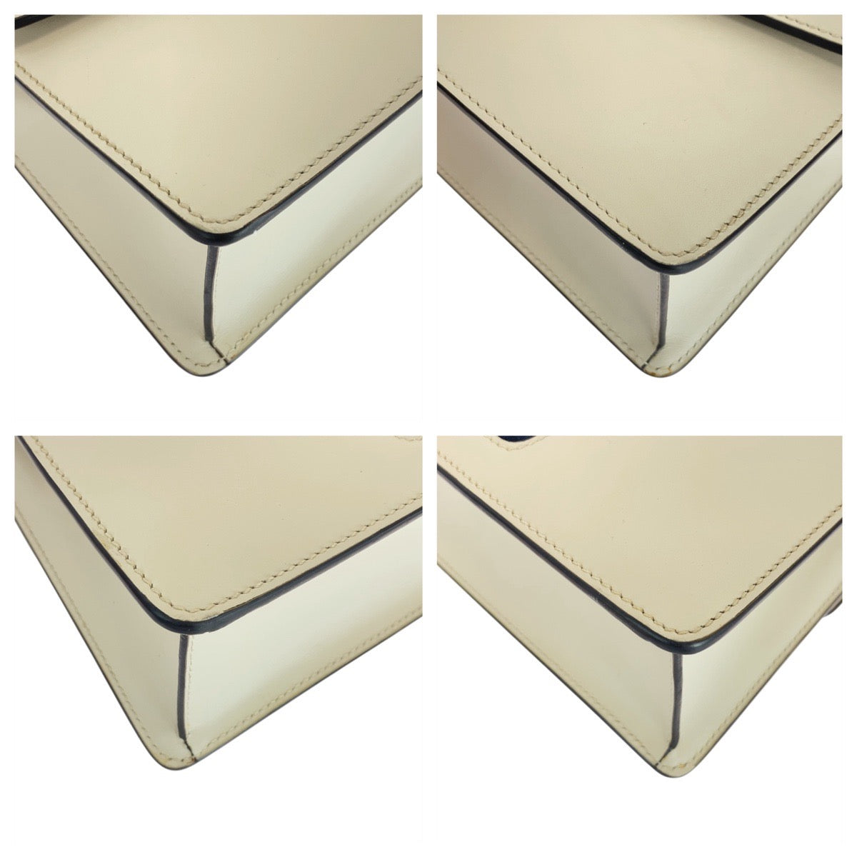 GUCCI Shoulder Bag 421882 leather Ivory White Gold Metal Shoulder Bag Sherry line Silvi Women Used Authentic