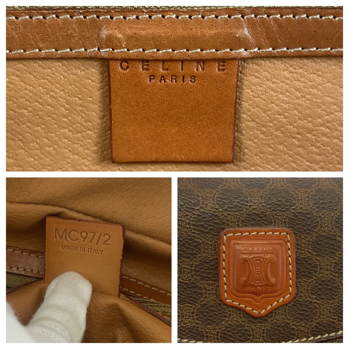 CELINE Handbag MC97/2 PVC Brown Gold Metal Handbags Mini Boston Duffel bag Macadam Women Used Authentic