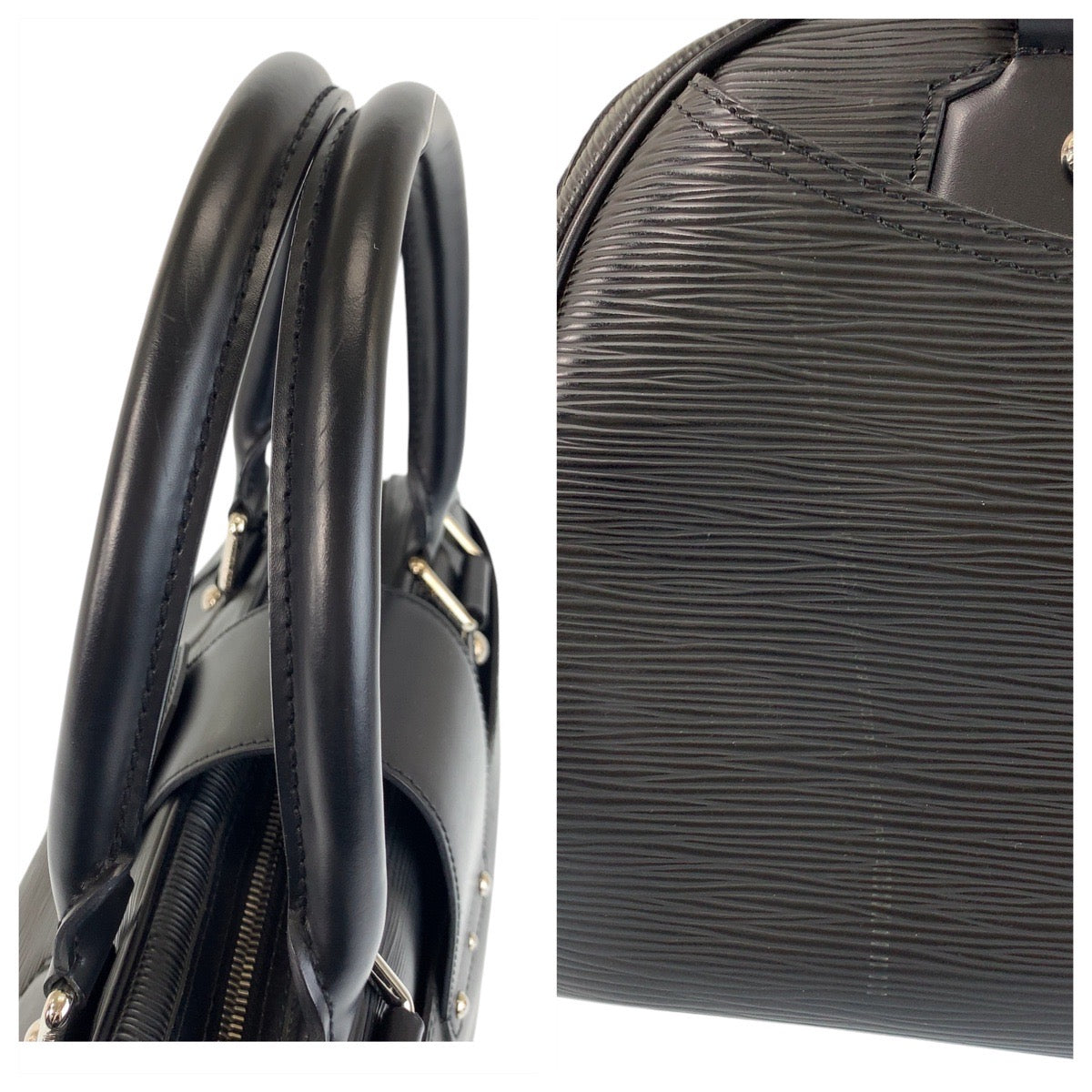 LOUIS VUITTON Handbag M59312 leather Black SilverMetal Handbag Shoulder Bag Epi Bowling Montaigne GM Women Used Authentic