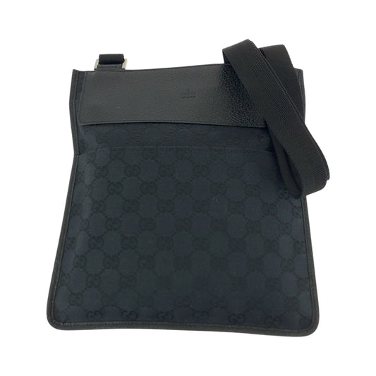 GUCCI Shoulder Bag 27639 GG canvas Black SilverMetal Shoulder Bag Sacoche mens Used Authentic