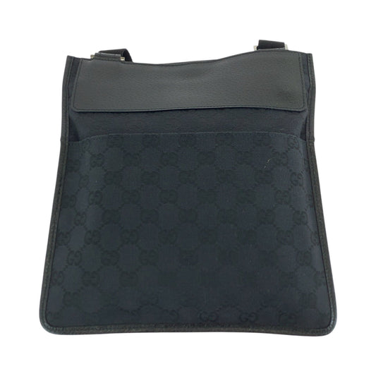 GUCCI Shoulder Bag 27639 GG canvas Black SilverMetal Shoulder Bag Sacoche mens Used Authentic