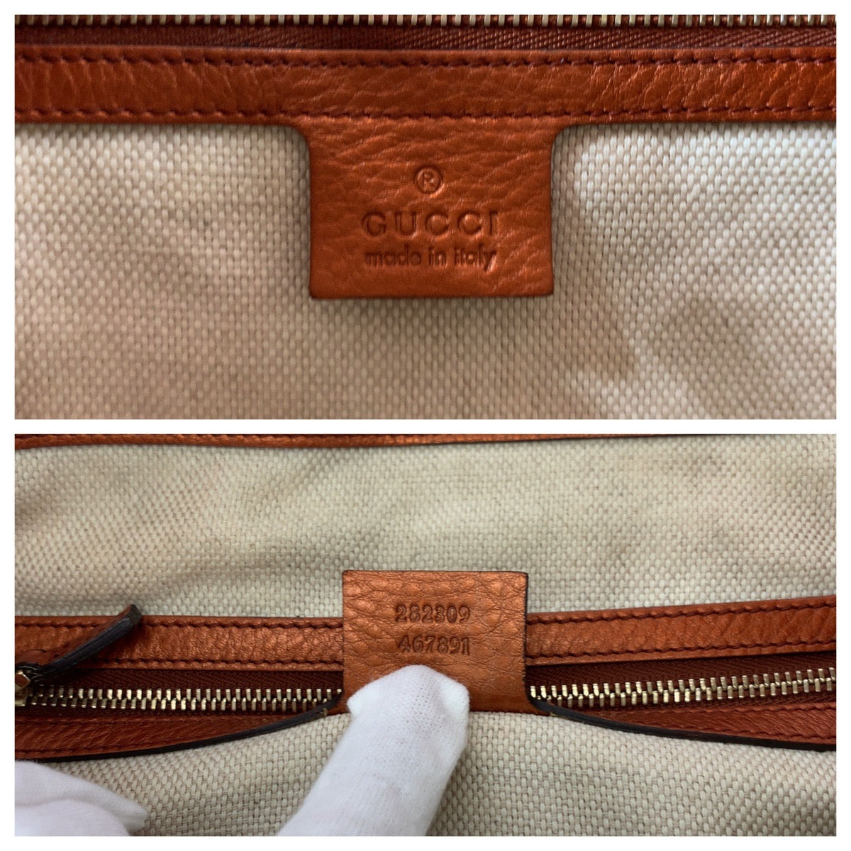 GUCCI Shoulder Bag 282309 leather Bronze GoldMetal Shoulder Bag handbag Soho Interlocking fringe Women Used Authentic