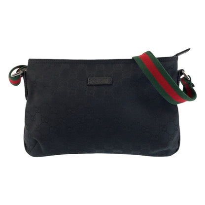 GUCCI Shoulder Bag 189749 GG canvas Black black Shoulder Bag pochette Sherry line Women Used Authentic