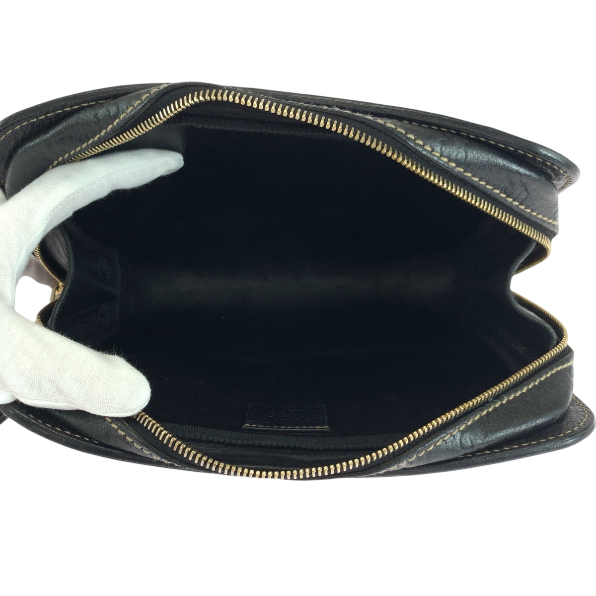 GUCCI Clutch bag 201755 leather Black GoldMetal Clutch bag business bag Guccisima mens Used Authentic