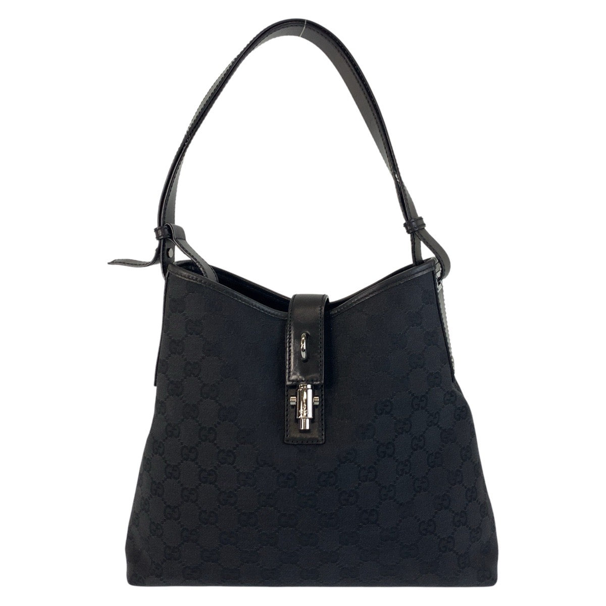 GUCCI Shoulder Bag 110291 GG canvas, leather Black SilverMetal Hobo Shoulder Bag New Jackie Women Used Authentic