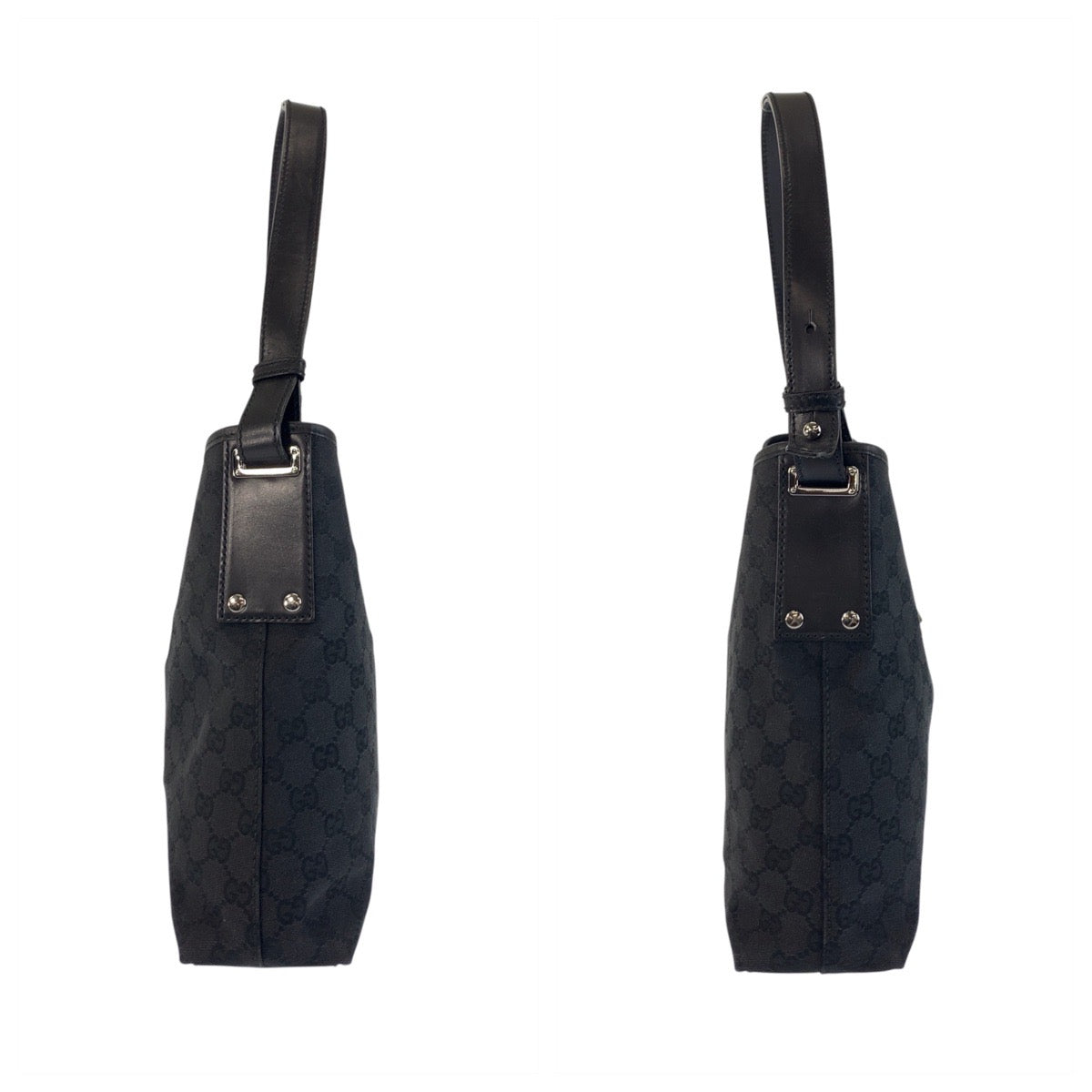 GUCCI Shoulder Bag 110291 GG canvas, leather Black SilverMetal Hobo Shoulder Bag New Jackie Women Used Authentic
