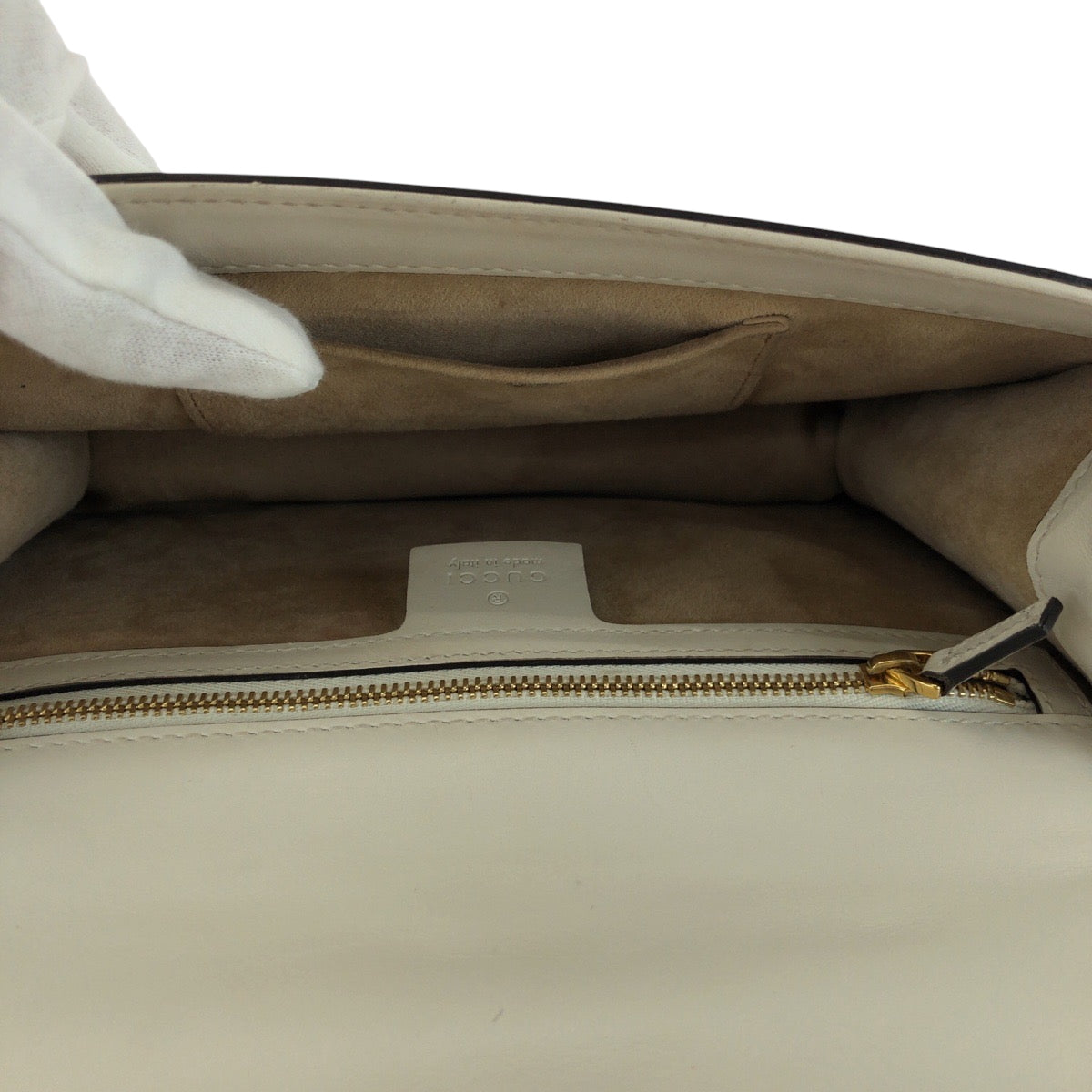 GUCCI Shoulder Bag 421882 leather White Green Red Gold Metal Shoulder Bag Shoulder Bag Sherry line Silvi Women Used Authentic