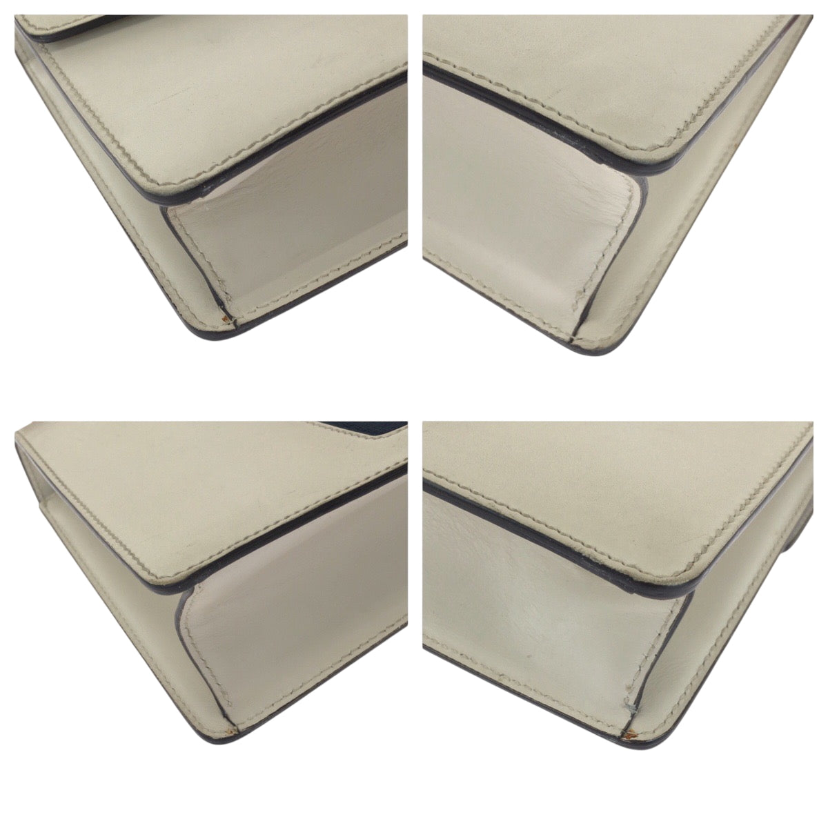GUCCI Shoulder Bag 421882 leather White Green Red Gold Metal Shoulder Bag Shoulder Bag Sherry line Silvi Women Used Authentic