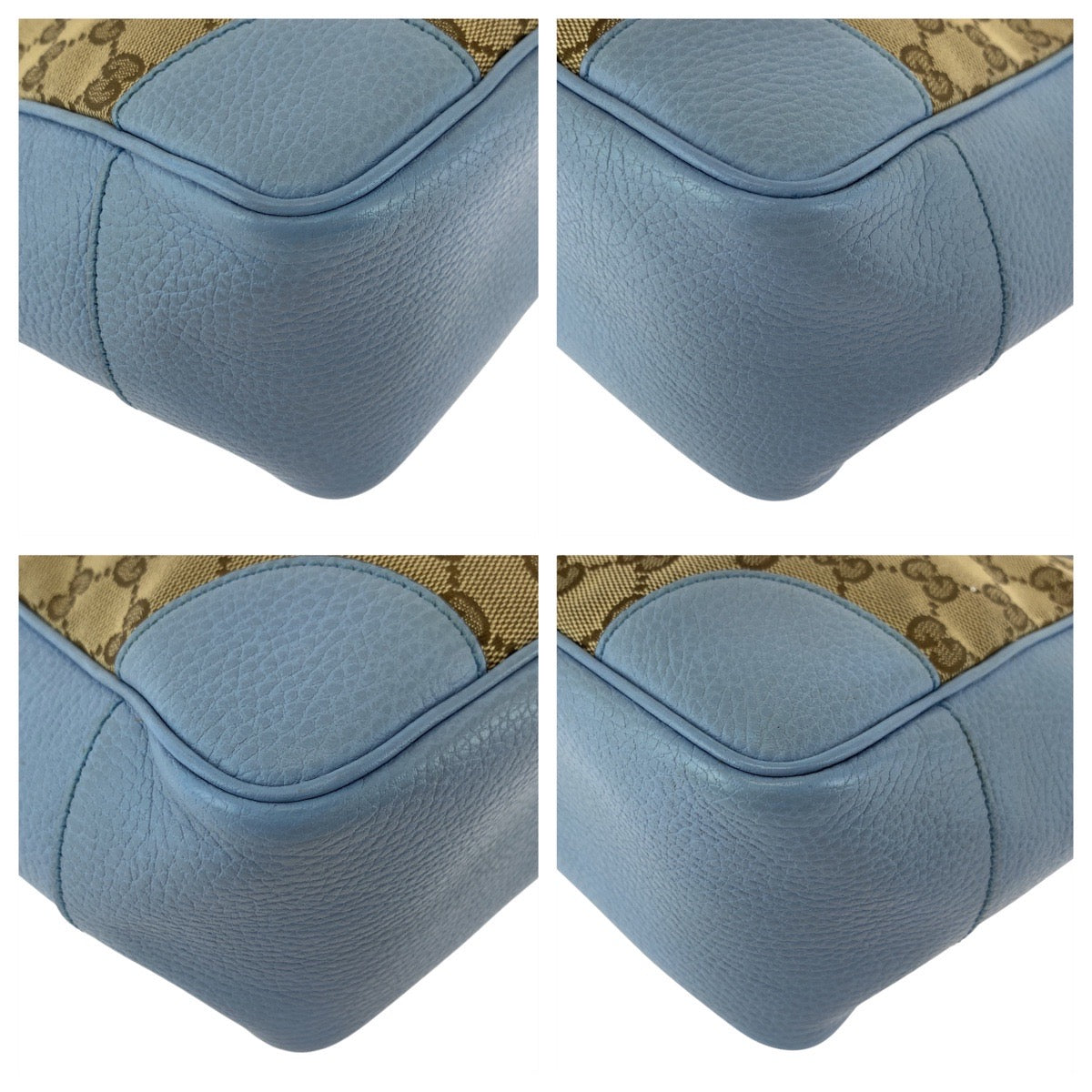 GUCCI Tote Bag 449241 GG canvas, leather Beige Blue Gold Metal Tote Bag Handbag Shoulder Bag 2way Women Used Authentic