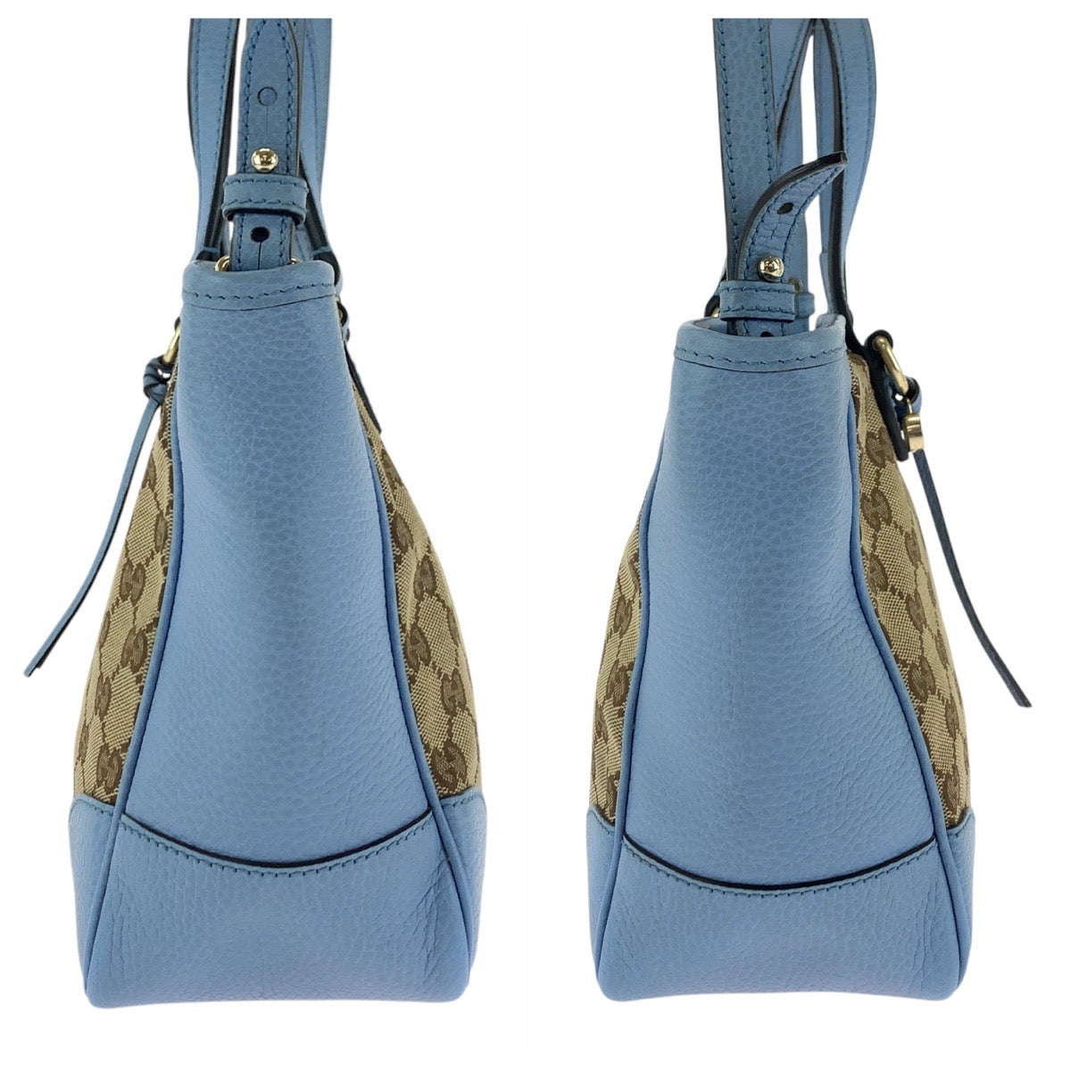 GUCCI Tote Bag 449241 GG canvas, leather Beige Blue Gold Metal Tote Bag Handbag Shoulder Bag 2way Women Used Authentic