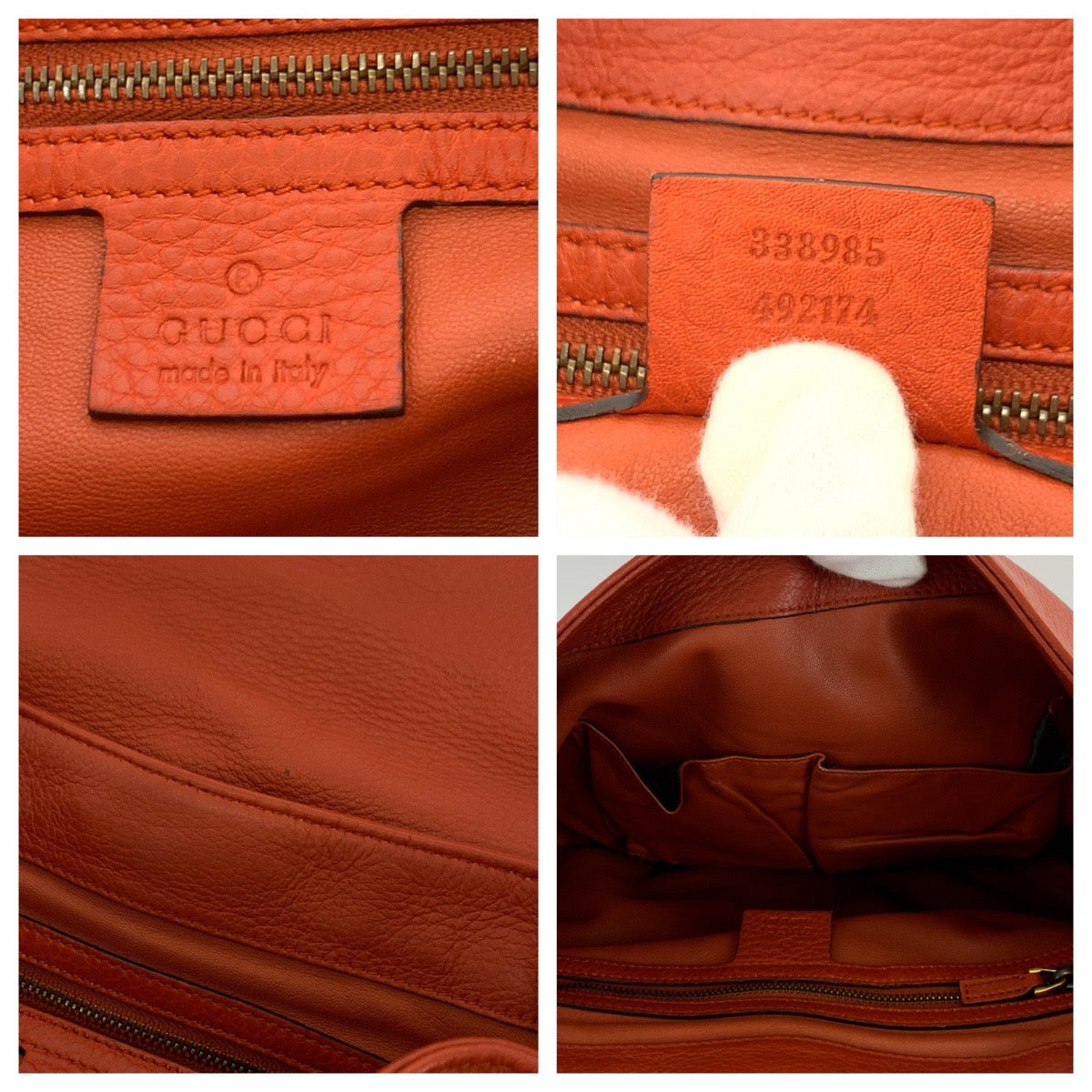 GUCCI Shoulder Bag 338985 leather Orange Brown Gold Metal Shoulder Bag Messenger bag Bamboo Women Used Authentic