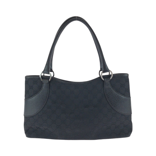 GUCCI Tote Bag 113015 GG canvas Black SilverMetal Tote Bag handbag Women Used Authentic