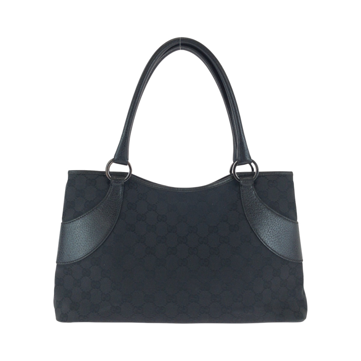 GUCCI Tote Bag 113015 GG canvas Black SilverMetal Tote Bag handbag Women Used Authentic