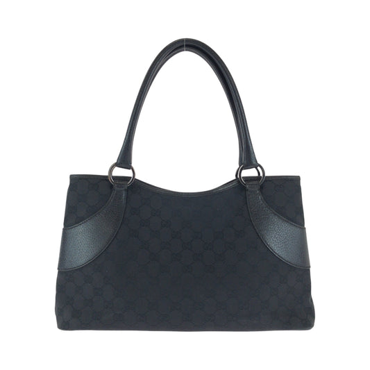 GUCCI Tote Bag 113015 GG canvas Black SilverMetal Tote Bag handbag Women Used Authentic