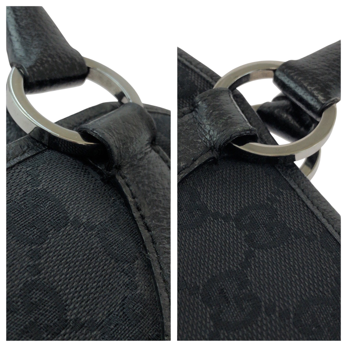 GUCCI Tote Bag 113015 GG canvas Black SilverMetal Tote Bag handbag Women Used Authentic