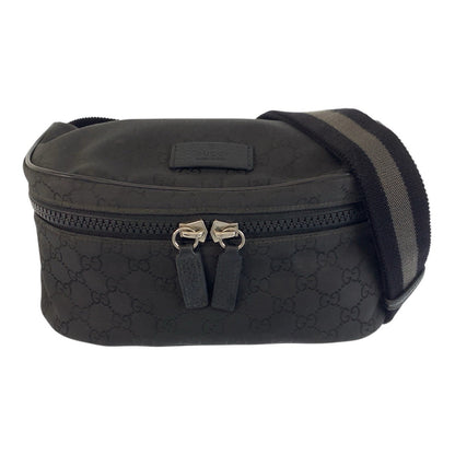 GUCCI Sling bag 449182 GG canvas Black SilverMetal Sling bag Bum bag mens Used Authentic