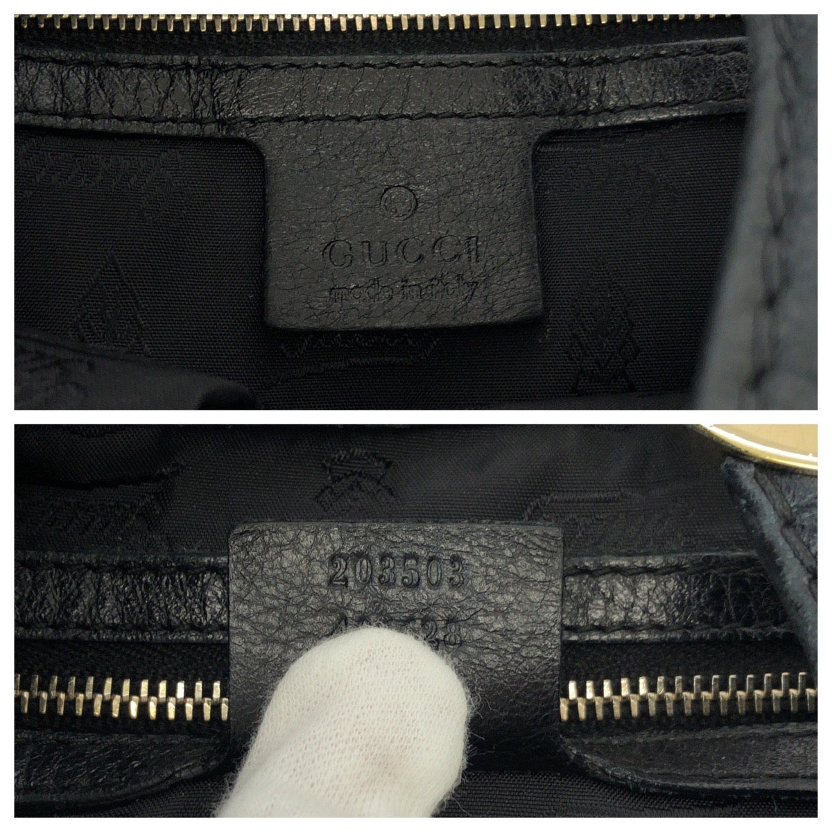 GUCCI Shoulder Bag 203503 leather Black GoldMetal Shoulder Bag Tote Bag Guccisima Women Used Authentic