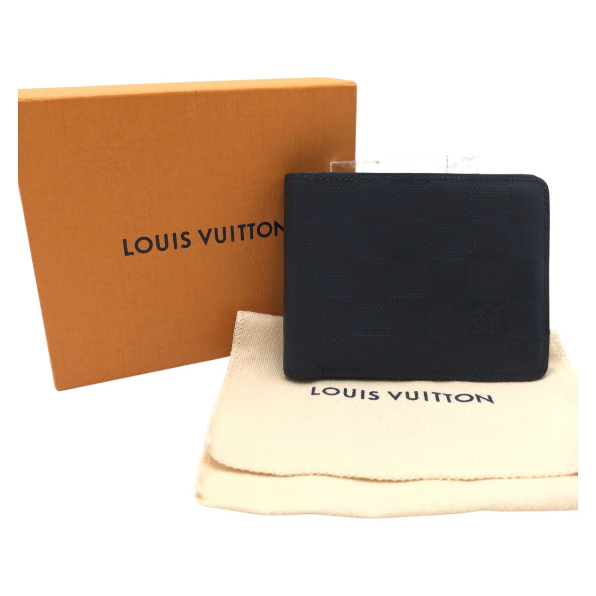 LOUIS VUITTON Bifold Wallet N63123 PVC Navy Cosmos Damier Anfini Portefeuille Multripru