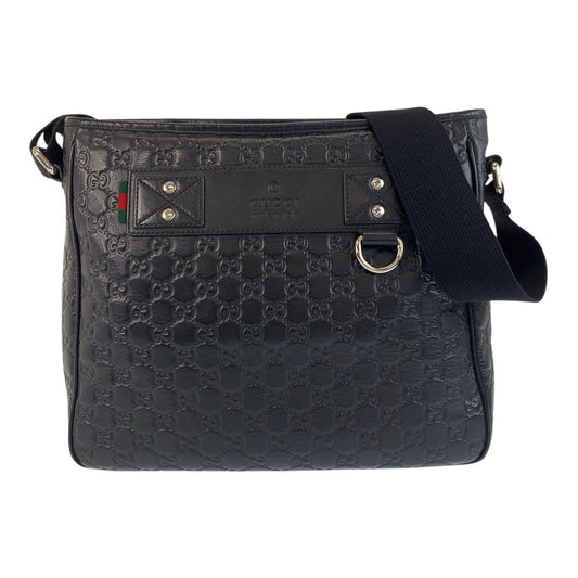 GUCCI Shoulder Bag 322080 leather Black SilverMetal Shoulder Bag Messenger bag Shelly line Guccisima mens Used Authentic