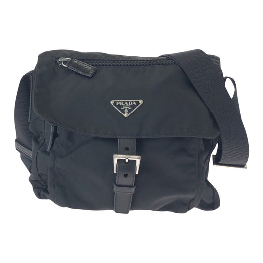 PRADA Shoulder Bag 50 Nylon Black SilverMetal Crossbody Shoulder Bag Unisex Test Triangle With logo Women(Unisex) Used Authentic