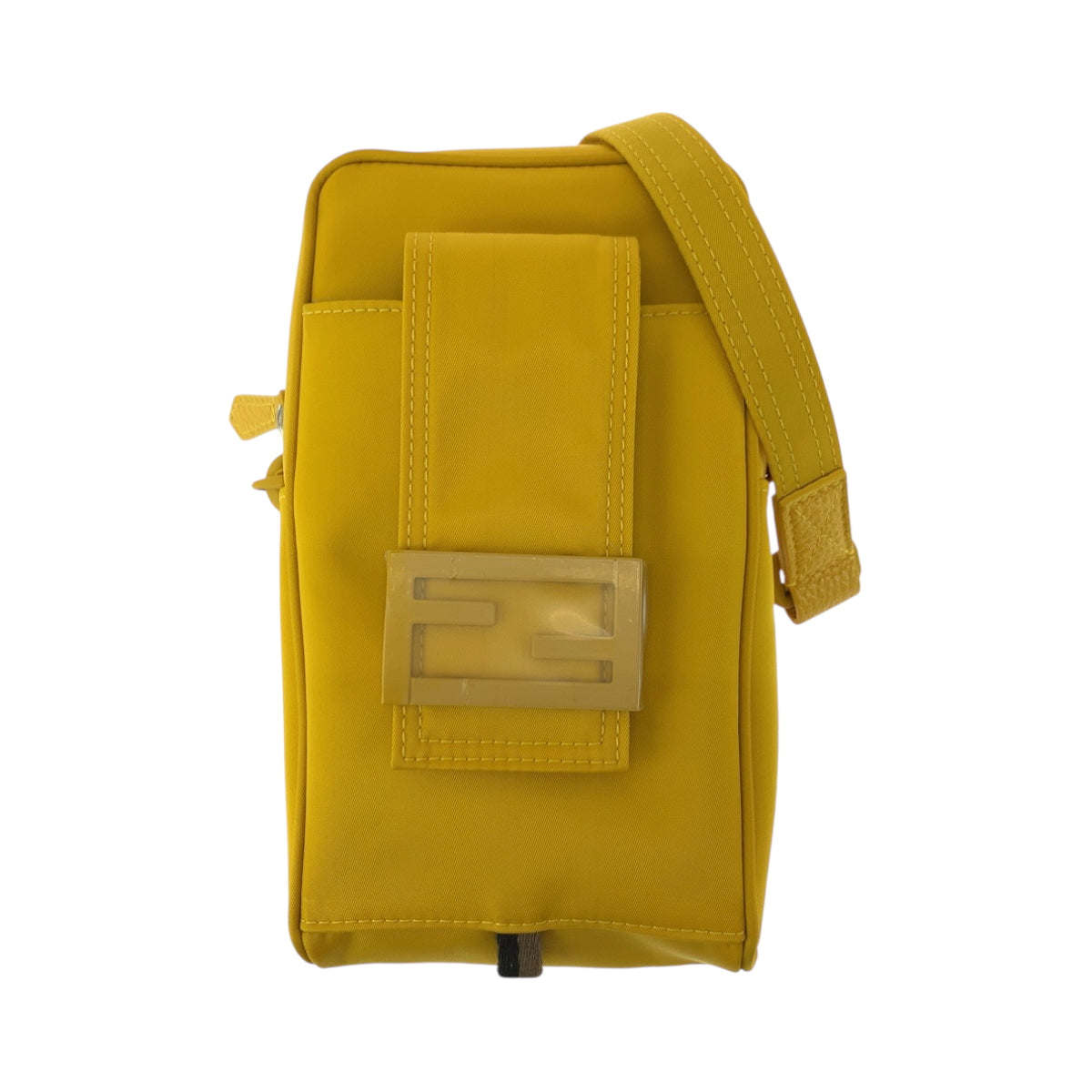 FENDI Shoulder Bag 7AS056 AG0P Nylon Yellow YellowMetal Shoulder Bag pochette logo Women Used Authentic