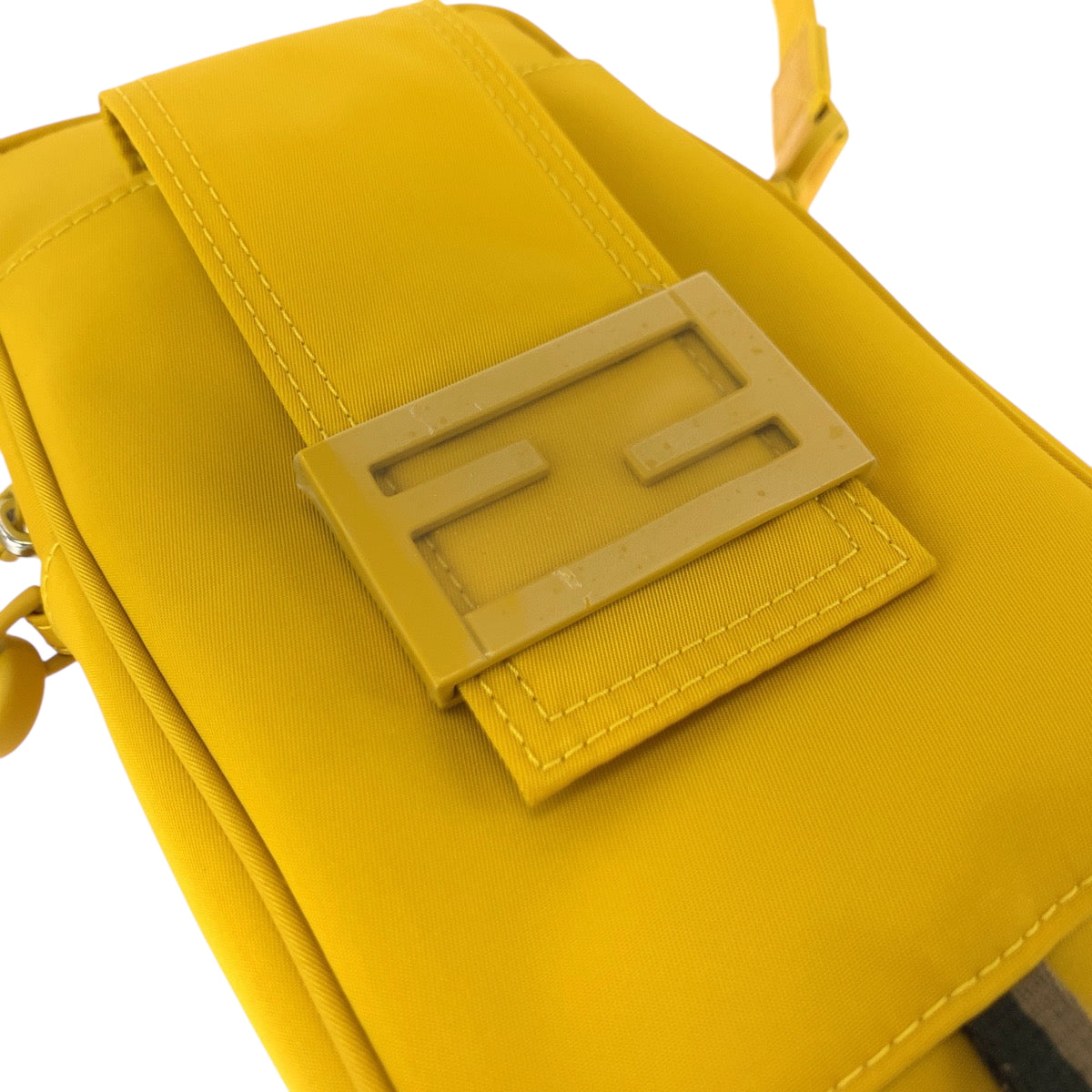 FENDI Shoulder Bag 7AS056 AG0P Nylon Yellow YellowMetal Shoulder Bag pochette logo Women Used Authentic