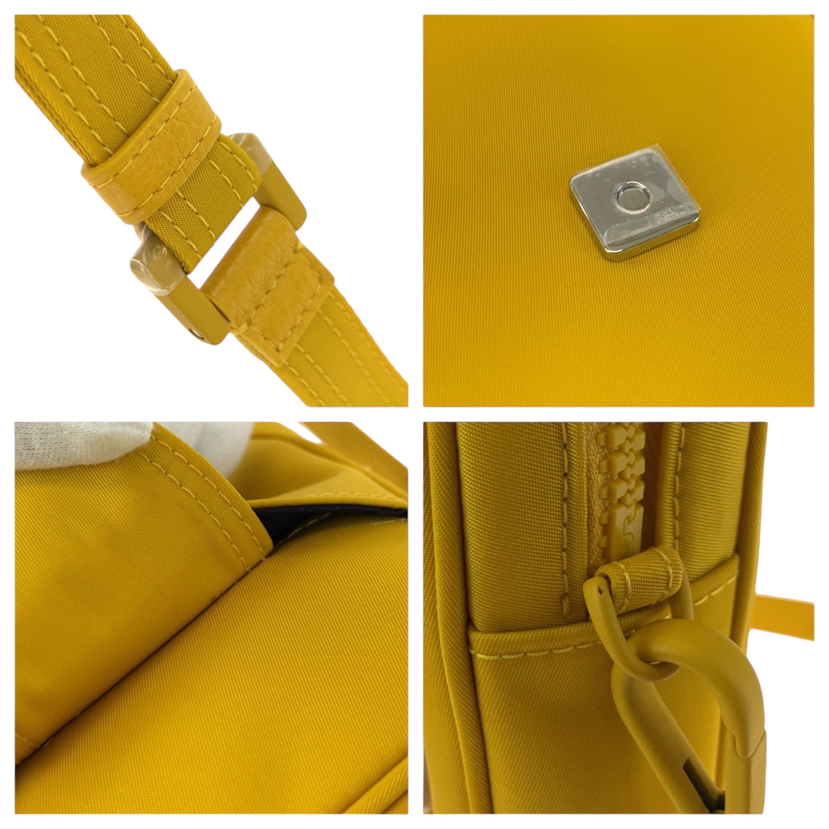 FENDI Shoulder Bag 7AS056 AG0P Nylon Yellow YellowMetal Shoulder Bag pochette logo Women Used Authentic
