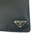 PRADA Clutch bag leather Black SilverMetal Clutch bag business bag Vitello City Triangle With logo mens Used Authentic