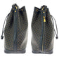 CELINE Shoulder Bag MC96 PVC, Leather Brown Black Gold Metal Drawstring Shoulder Bag Macadam Women Used Authentic