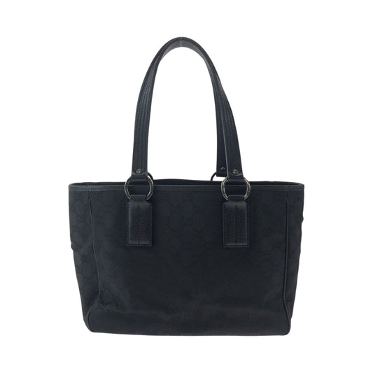 GUCCI Tote Bag 113019 GG canvas Black SilverMetal Tote Bag Shoulder Bag Women Used Authentic