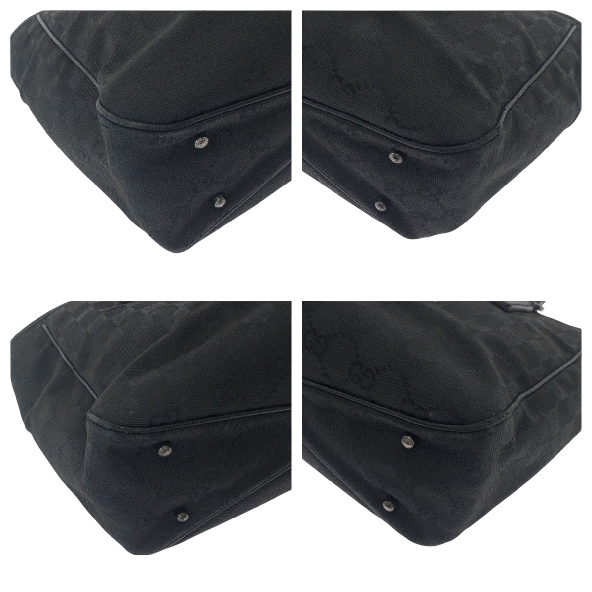 GUCCI Tote Bag 113019 GG canvas Black SilverMetal Tote Bag Shoulder Bag Women Used Authentic