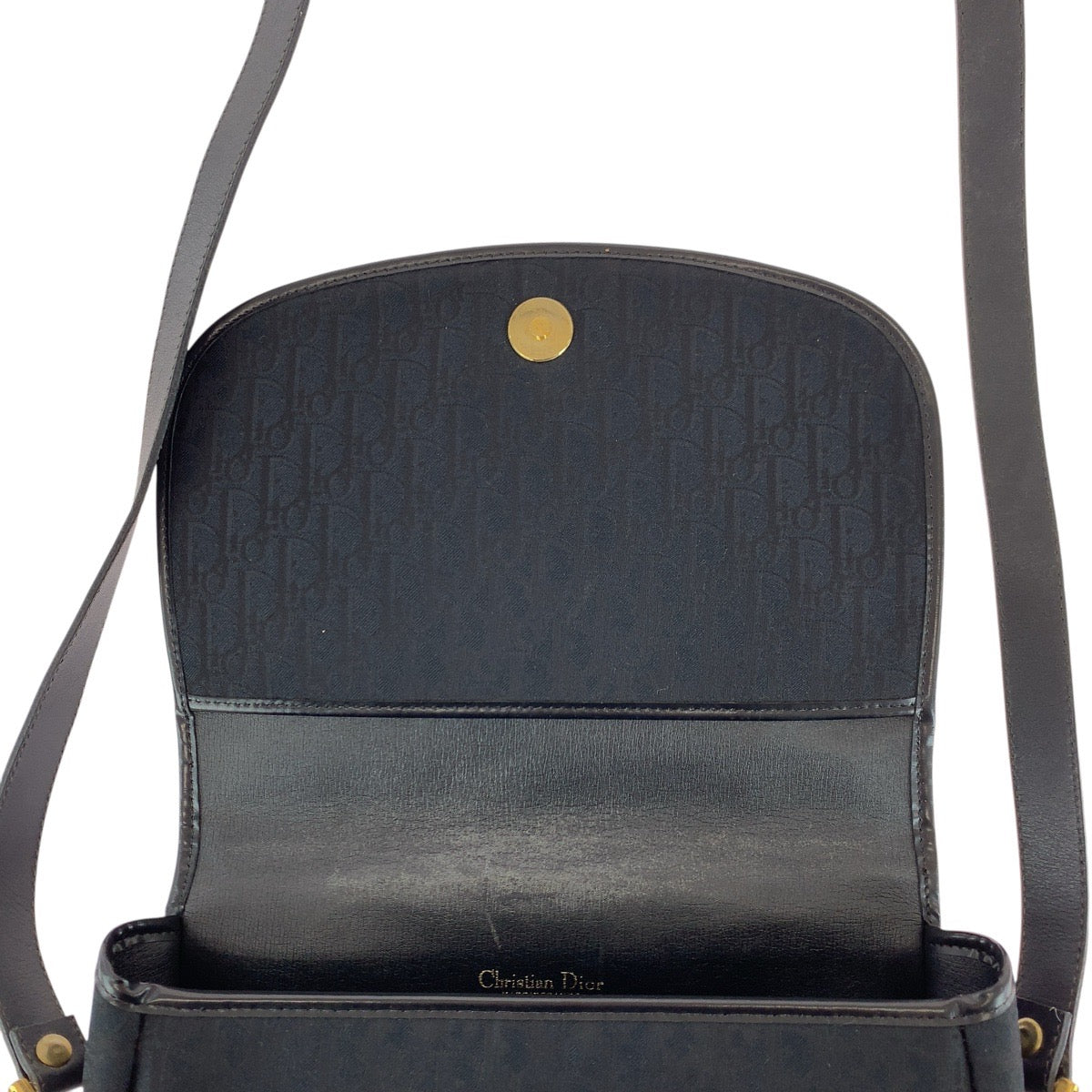 Dior Shoulder Bag Canvas, Leather Black GoldMetal Shoulder Bag pochette Trotter Women Used Authentic