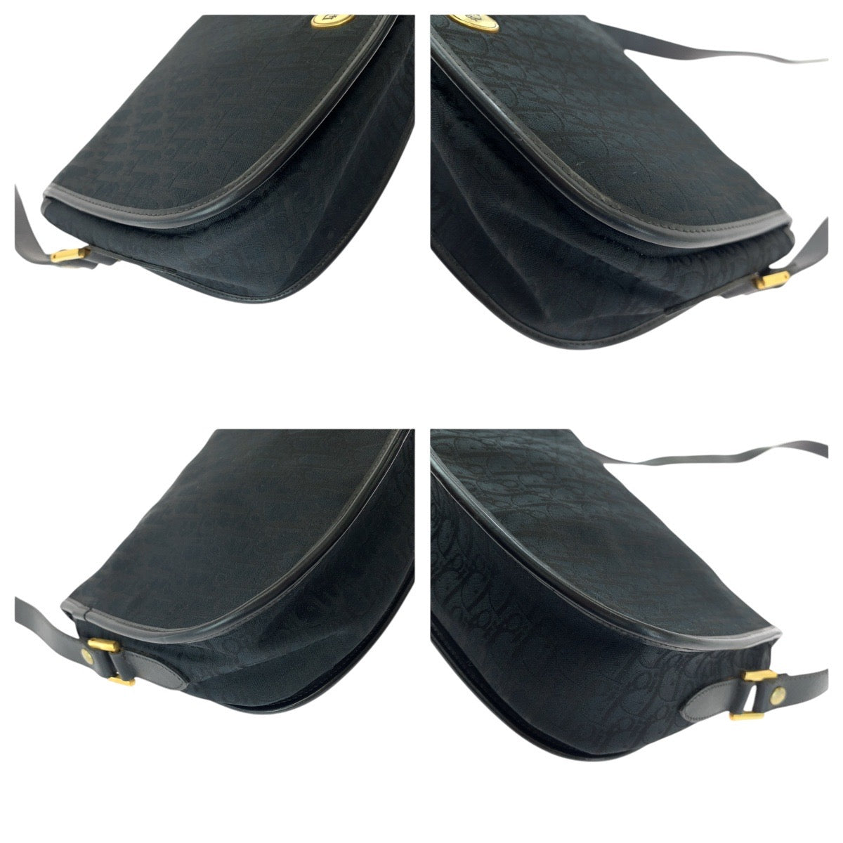 Dior Shoulder Bag Canvas, Leather Black GoldMetal Shoulder Bag pochette Trotter Women Used Authentic