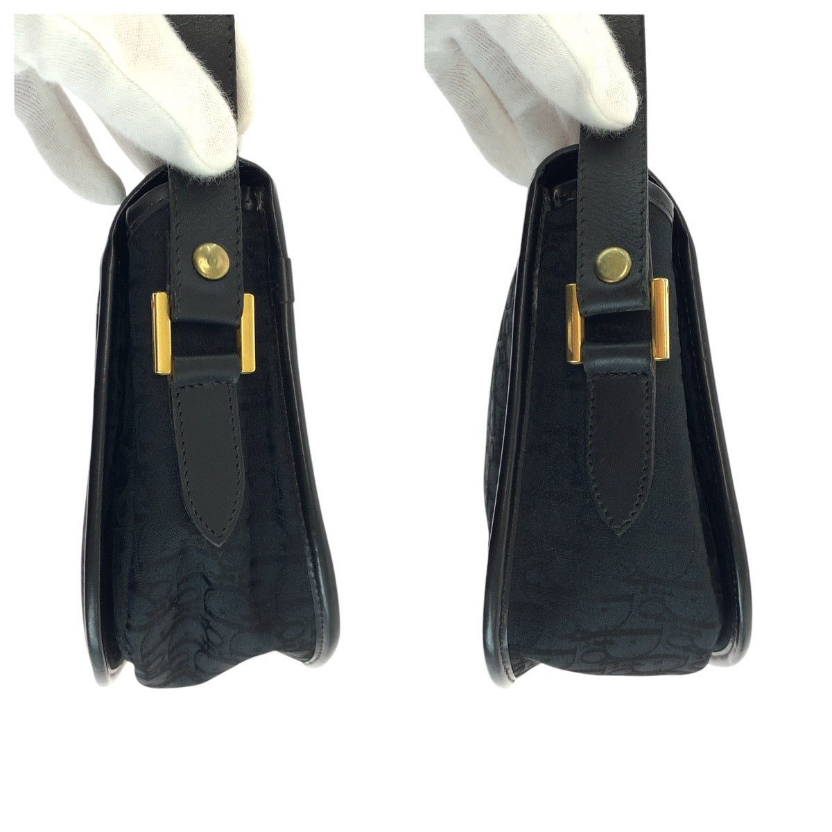 Dior Shoulder Bag Canvas, Leather Black GoldMetal Shoulder Bag pochette Trotter Women Used Authentic