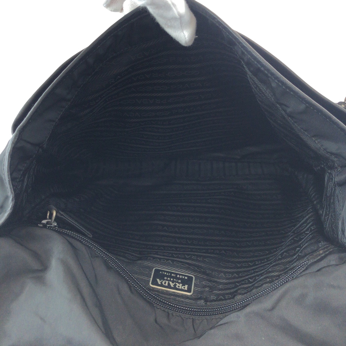 PRADA Shoulder Bag Nylon Black SilverMetal Shoulder Bag Messenger bag Test Triangle With logo mens Used Authentic