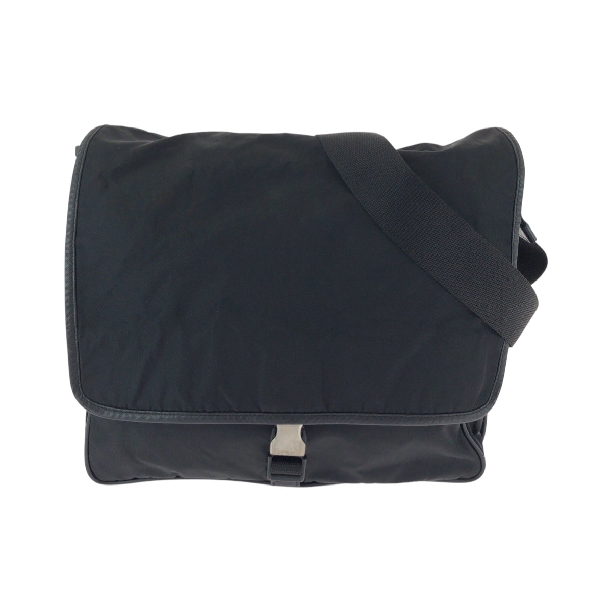 PRADA Shoulder Bag Nylon Black SilverMetal Shoulder Bag Messenger bag Test Triangle With logo mens Used Authentic