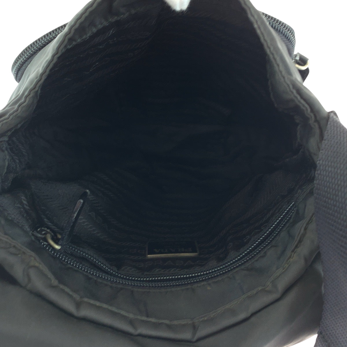 PRADA Shoulder Bag Nylon Black SilverMetal Shoulder Bag Sacoche Test Triangle With logo Women Used Authentic