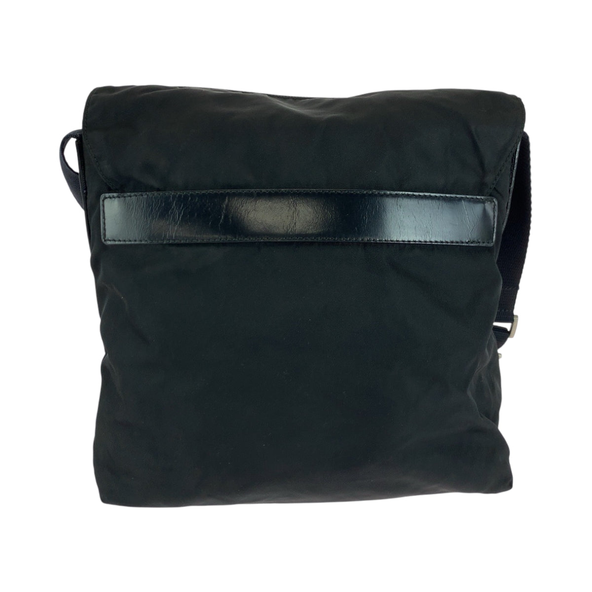 PRADA Shoulder Bag Nylon Black SilverMetal Shoulder Bag Sacoche Test Triangle With logo Women Used Authentic