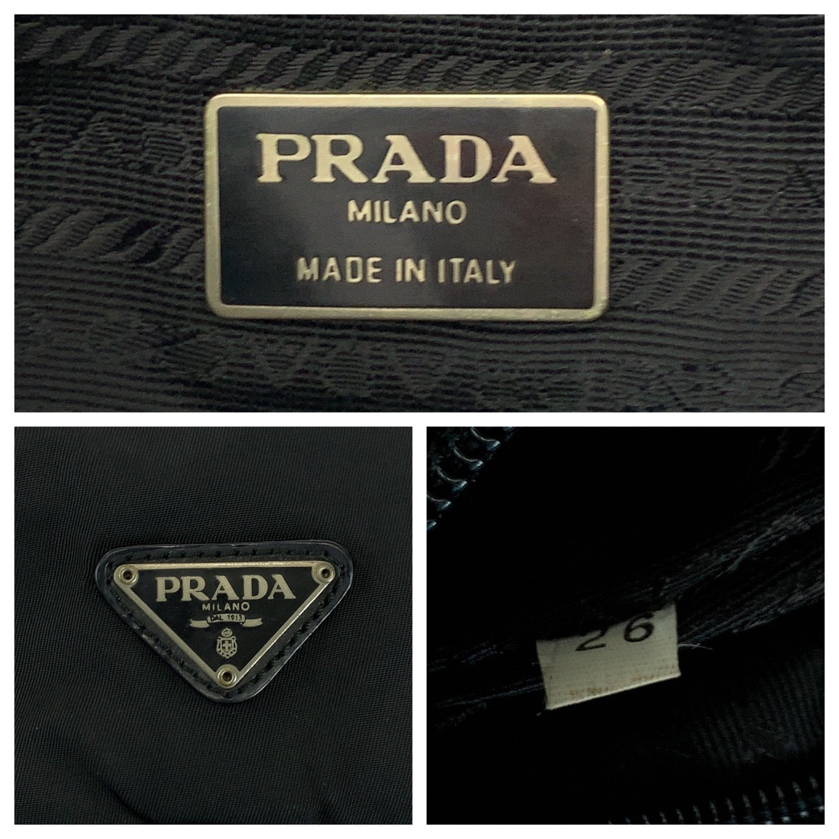 PRADA Shoulder Bag Nylon Black SilverMetal Shoulder Bag Sacoche Test Triangle With logo Women Used Authentic