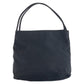 PRADA Tote Bag Nylon Black SilverMetal Tote Bag Shoulder Bag Test Triangle With logo Women Used Authentic