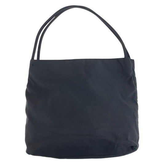 PRADA Tote Bag Nylon Black SilverMetal Tote Bag Shoulder Bag Test Triangle With logo Women Used Authentic