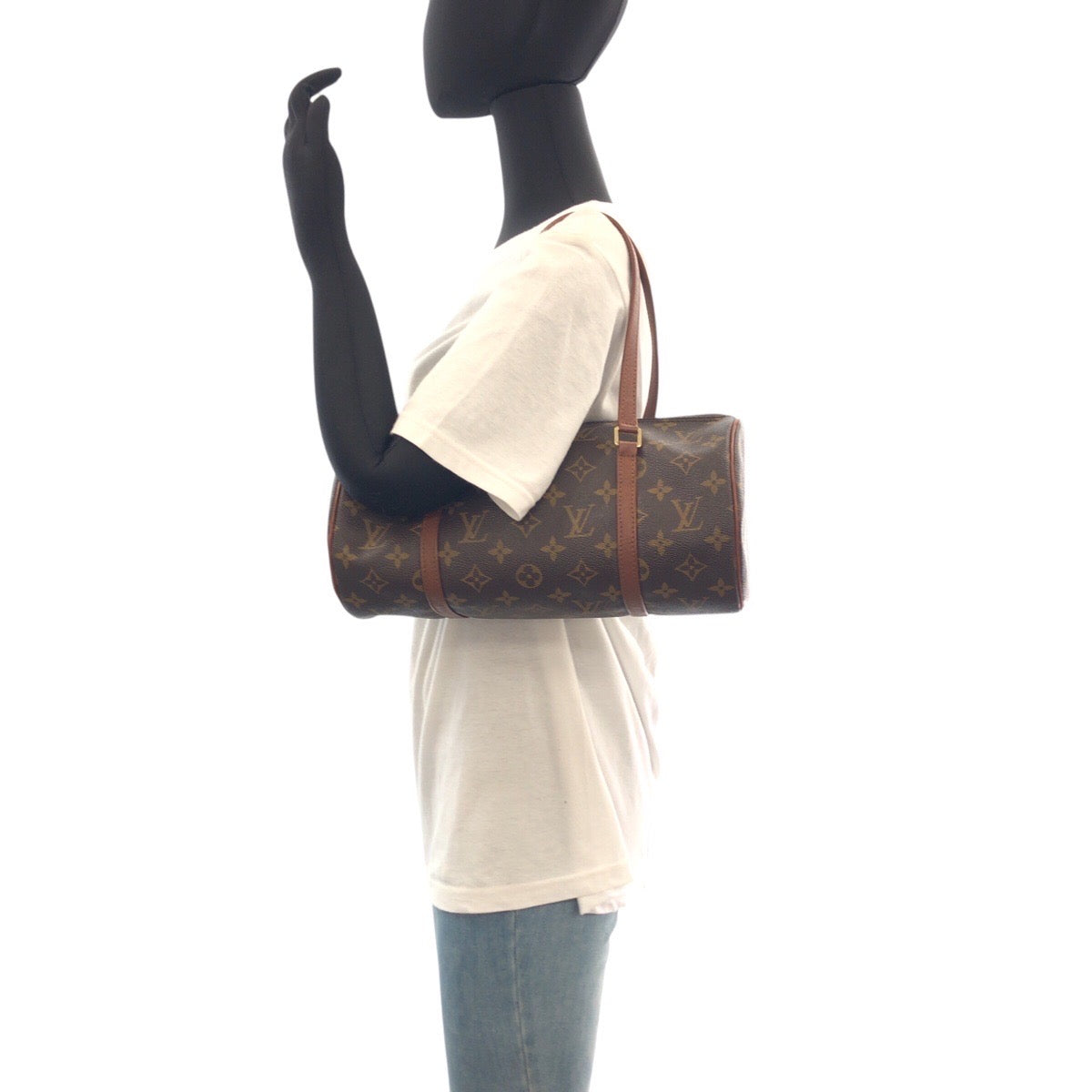 LOUIS VUITTON Handbag M51365 PVC Brown Gold Metal Handbag Shoulder Bag Monogram Papillon 30 Women Used Authentic