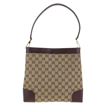 GUCCI Shoulder Bag 001 4231 1705 GG canvas, leather Beige Brown Gold Metal Shoulder Bag handbag Women Used Authentic