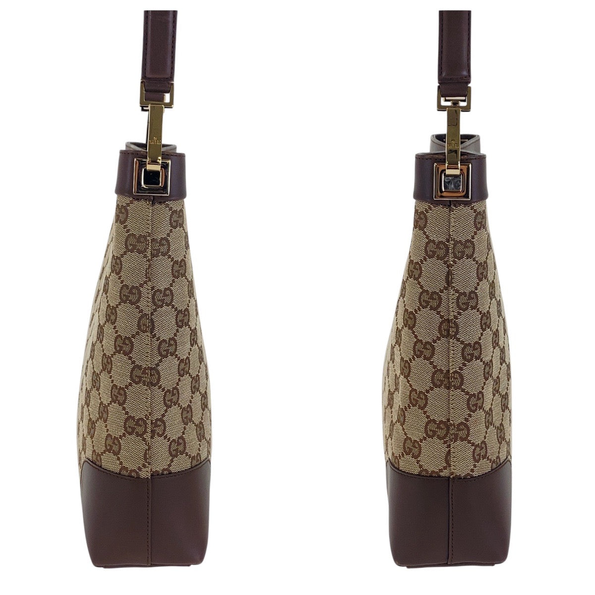 GUCCI Shoulder Bag 001 4231 1705 GG canvas, leather Beige Brown Gold Metal Shoulder Bag handbag Women Used Authentic
