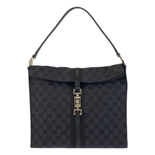 GUCCI Shoulder Bag 001 3355 GG canvas, leather Black SilverMetal Shoulder Bag handbag Jackie Women Used Authentic