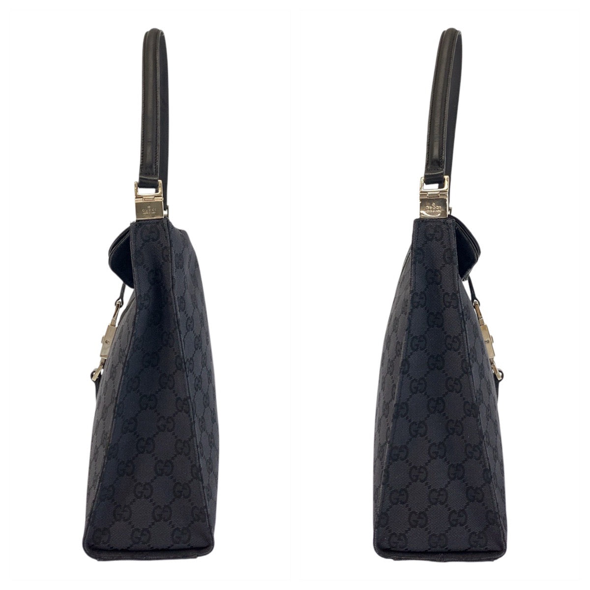 GUCCI Shoulder Bag 001 3355 GG canvas, leather Black SilverMetal Shoulder Bag handbag Jackie Women Used Authentic