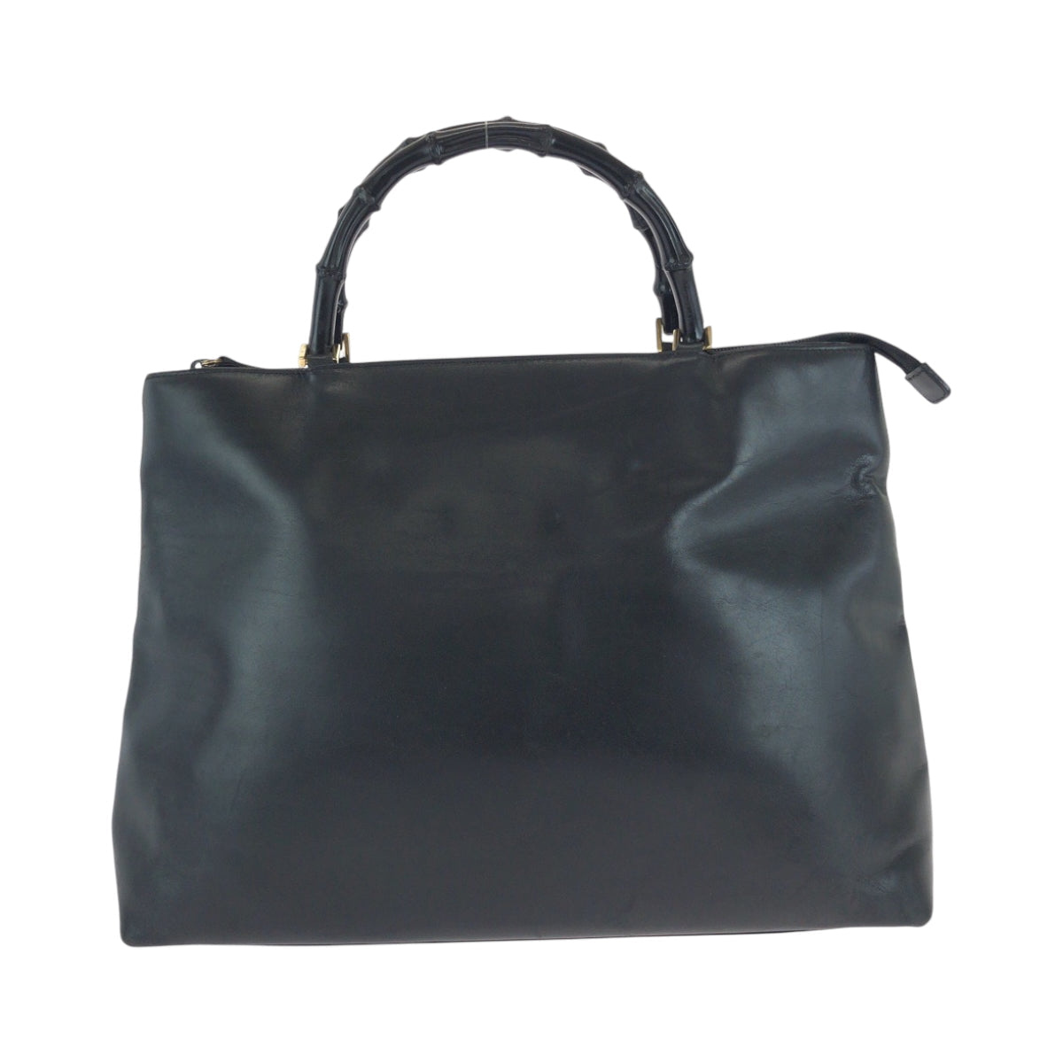 GUCCI Tote Bag 002 2122 0507 leather Black GoldMetal Tote Bag Shoulder Bag Bamboo Women Used Authentic