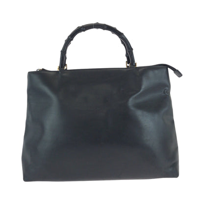 GUCCI Tote Bag 002 2122 0507 leather Black GoldMetal Tote Bag Shoulder Bag Bamboo Women Used Authentic
