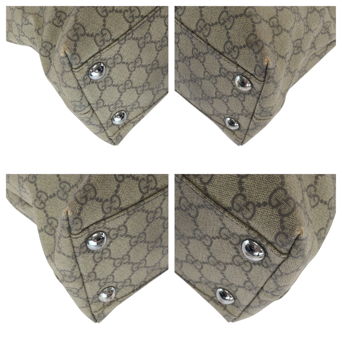 GUCCI Tote Bag 415288 GG Supreme Canvas Beige Dark Brown SilverMetal Tote Bag Shoulder Bag Women Used Authentic