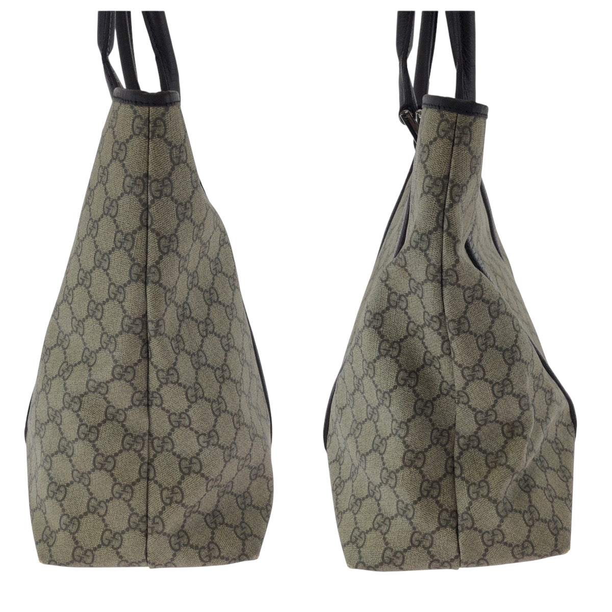 GUCCI Tote Bag 415288 GG Supreme Canvas Beige Dark Brown SilverMetal Tote Bag Shoulder Bag Women Used Authentic